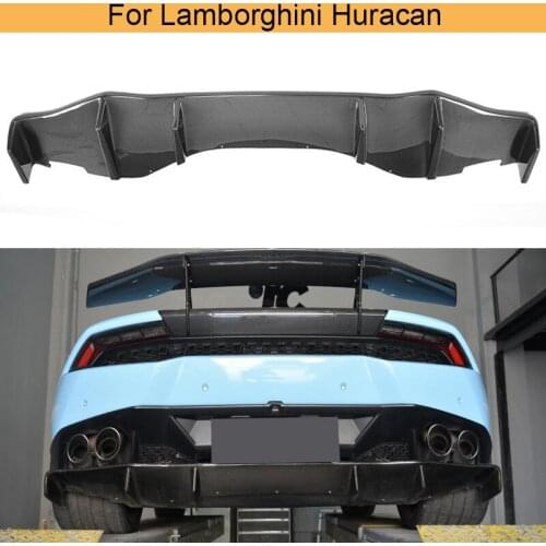 Carbon Fiber Car four outlet Rear Bumper Lip Spoiler Diffuser case for Lamborghini Huracan LP600 LP610 Coupe 2 Door 14-17