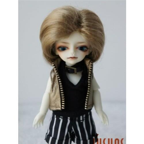 JD246 1/8 5-6inch parting short curly wig tiny doll size synthetic mohair doll accessories