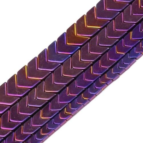 JHNBY 4/6/8/10mm Purple Arrows Shape Hematite Natural Stone Handmade Spacers Charm Bracelets Loose Beads For Jewelry Making Diy