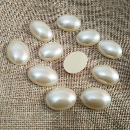Cabochon cameo bezel Flat Back imitation oval Pearl Beads jewelry Decals mobile Case Glue hair bow bowknot decoration material