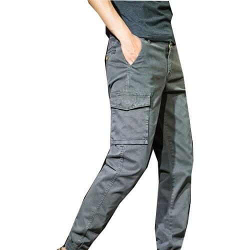 Blue Cotton Jumpsuit Mens Casual Overalls Slim Lightning Foot Military Streetwear Outdoor Sports Black Pants