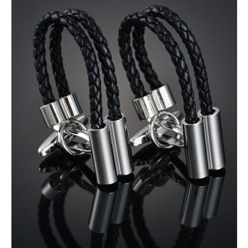 Designer Cufflink Brown Black Blue Pu Leather String Individual Luxury Brass Cuff Links Mens French Shirt Cufflinks Gemelos