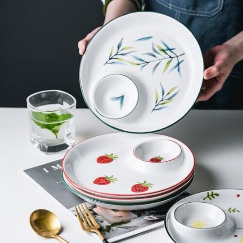 Nordic Creative Household Ceramic Plate Round Personalized Strawberry Salad Ceramic Western Plate
