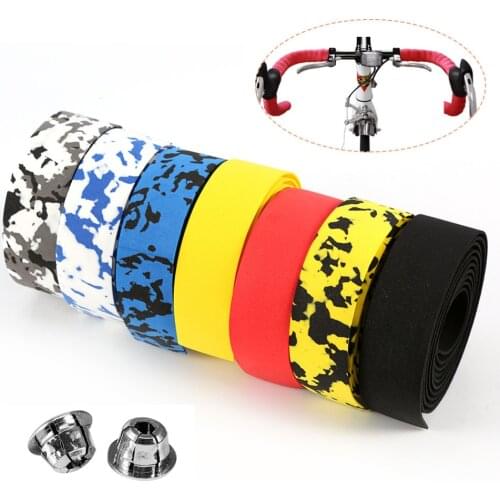2 Pcs Bicycle Handlebar Tape Mountain Bike Handle Belt Reflective Wrap Cycling Handle Belt Cork Wrap Tape Belt with Bar Plugs