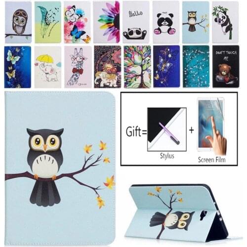 Cute Cartoon Owl Butterfly Leather Cover Case For Samsung Galaxy Tab A6 A 6 2016 10.1 T585 T580 SM-T585 Tablet Case Coque Funda