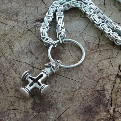 Viking hammer longboats Drakkar norse jewelry Viking men Norse Gods necklace thor hammer jewelry with stainless steel chain