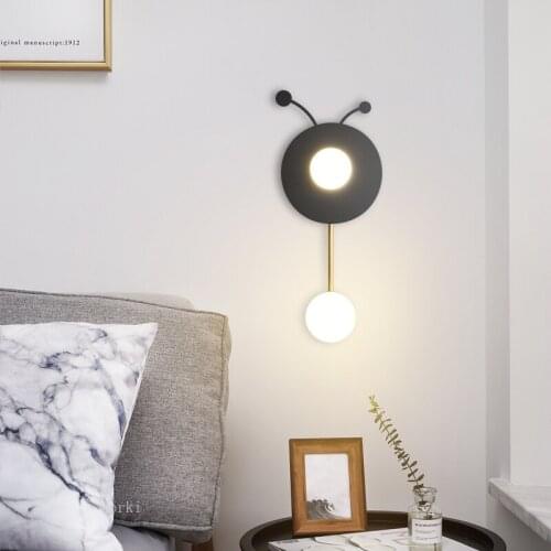 Nordic Bear Crown Gear Wall Lights Metal Glass Ball Led Wall Lamp Children Bedroom Bedside lamp Study Home Decor Light Luminaire