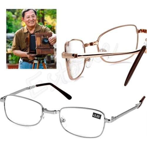 1pc Folding Metal Reading Glasses +1.0 1.5 2.0 2.5 3.0 3.5 4.0 Diopter With Case