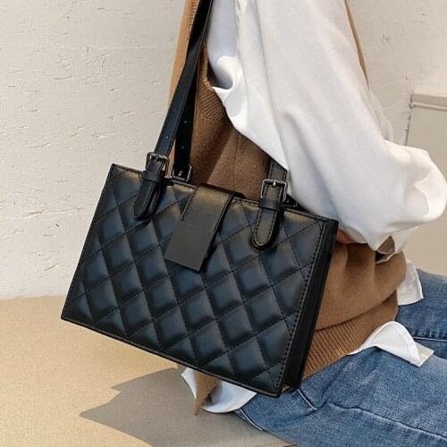 Autumn and winter large-capacity bags womens bags 2020 new trendy fashion ladies all-match rhombic tote bag shoulder arm bag