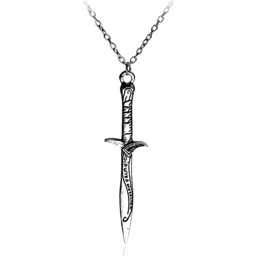 Dongsheng The of The Lotr Antique Sting Silver Color Sword Pendant Necklace for Women Men Necklace Gift