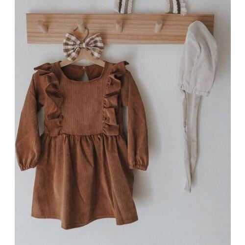 Girls' Dress New Korean Version Of The Autumn New Corduroy Pleated Lace Princess Dress Children Toddler Baby Kids Clothing 2-6Y