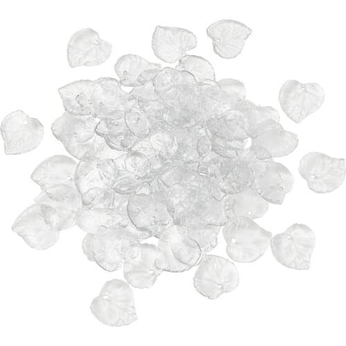 100pcs Clear Transparent Blue Acrylic Leaf Pendants 15x15x2mm Hole: 1.5mm for DIY jewelry Crafts Making Supplies F70