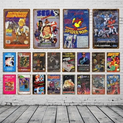 Movie Cartoon Video Game Poster Play Gaming Metal Signs Gamer Wall Sticker For Pub Bar Club Home Decor Sega Visions Plaque