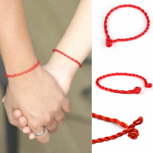 Simple 10 Pcs Hand Braided Chinese Red Style Lucky String Rope Cord Bracelet Red Simple Style Lucky String Rope Woman'Bracelet