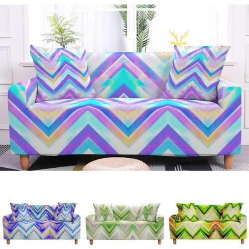Colorful Geometric Tie Dye Couch Cover Elastic Stretch Sofa Cover Sectional Slipcover Armchair for Living Room Christmas Decor