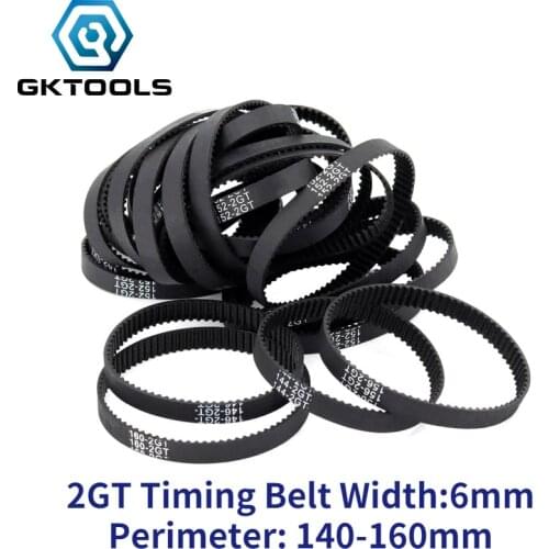 GKTOOLS C-3 3D Printer Parts GT2 6mm Closed Loop Rubber Timing Belt 2GT Length 140 142 144 146 148 150 152 154 156 158 160 mm