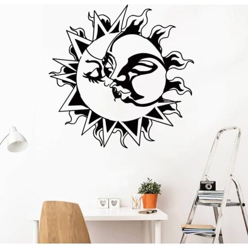 Romantic Wall Sticker Sun Kissing Moon Decal Love Romanticism Theme Home Decor Creative Bedroom Living Room Decoration C13-04