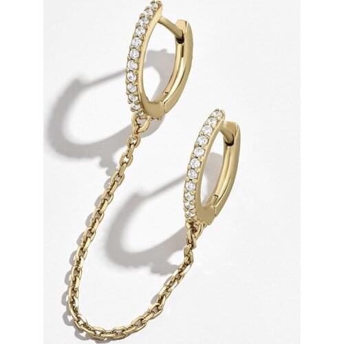 1 Pc Punk Gothic Handcuff Link Chain Crystal Stud Earrings Drop Rhinestone Ear Buckle Geometric Round Fashion Jewelry Women