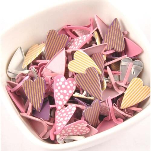 11x16mm Mix Pattern Heart Brads For DIY Metal Craft Handcraft Decoration Embellishments For Scrapbooking Accessories 20pcs C2580