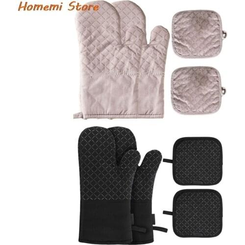 Kitchen Gloves Insulation Pad Cooking Microwave Gloves Baking BBQ Oven Potholders Oven Mitts Potholder Pad