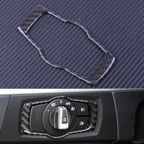 Carbon Fiber Style Interior Headlight Switch Frame Cover Trim Sticker Fit For BMW E90 E92 E93 3 Series 2008 2009 2010 2011 2012