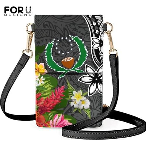 FORUDESIGNS Touch Screen Phone Bag Mini For Female Pohnpei 3D Printed Luxury Female Pu Party Shoulder Bag Casual Crossbody Bags