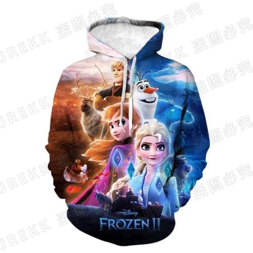Disney Cartoon Anime Sweatshirts Men Women Children Frozen Hoodies 3D Printed Pullover Boy Girl Kids Cool Streetwear Coat