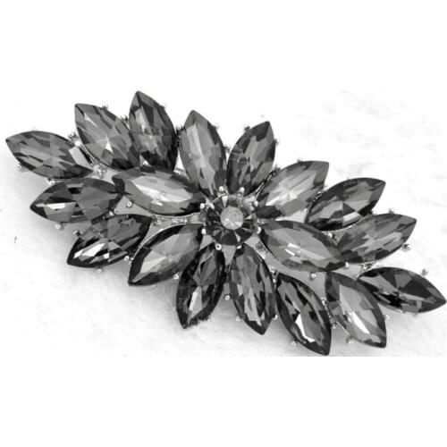 Vintage Silver Grey Marquise Crystal Diamante Brooch Prom Party Pins