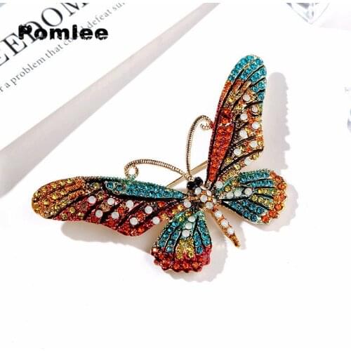 Pomlee Colorful Butterfly Brooch Korean Fashion Diamond Enamel For Women Accessories Big Brooches For Women Vintage
