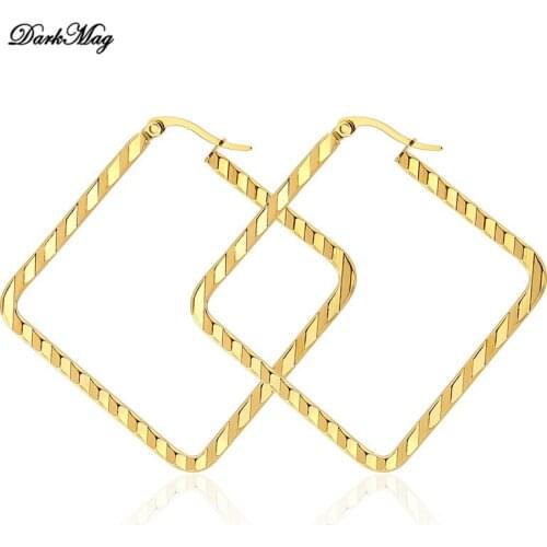 DarkMag Trendy Large Hoop Earrings for Women Gold Filled Geometry Concave and Convex Women Pageant Earrings Fashion Jewelry