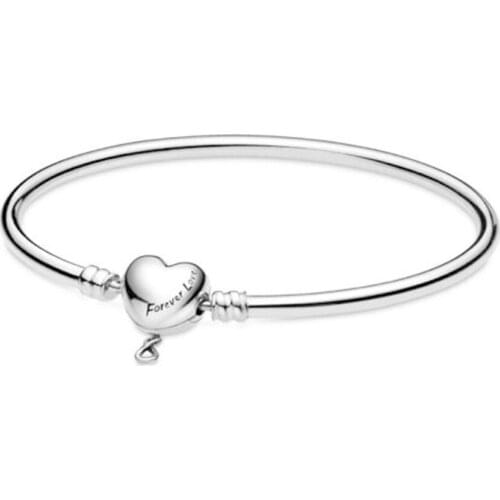 925 Sterling Silver Moments Forever Love Infinity Heart Fashion Bangle Fit Pandora Women Bead Charm Bracelet Gift DIY Jewelry