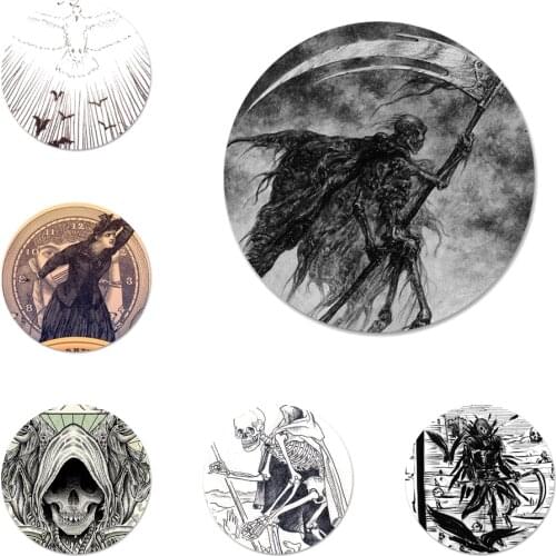 58mm Tarot Cards Death Icons Pins Badge Decoration Brooches Metal Badges For Backpack Decoration