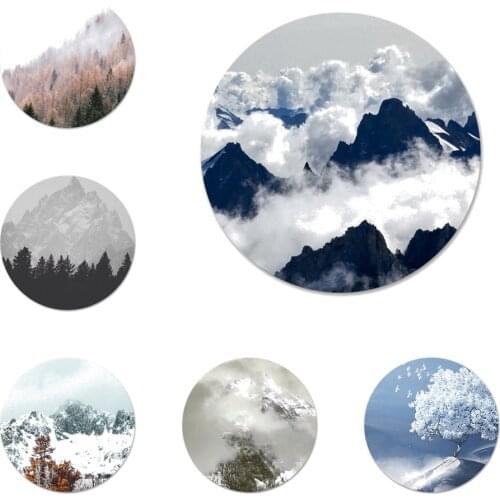 58mm Mountain Peak Forest Icons Pins Badge Decoration Brooches Metal Badges For Backpack Decoration