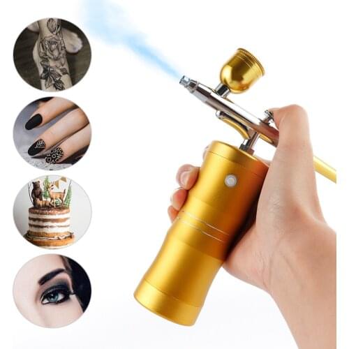 0.4mm Mini Air Compressor Kit Air-Brush Paint Spray Gun Airbrush For Nail Art Tattoo Craft Cake Nano Fog Mist Sprayer Skin Care