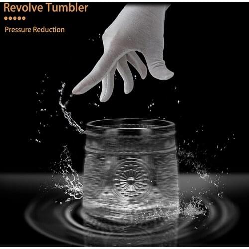 Free Shipping 2PCS Rotating Whisky Glass Whiskey Tumblers, Old Fashioned Scotch & Bourbon Glasses Set of 2