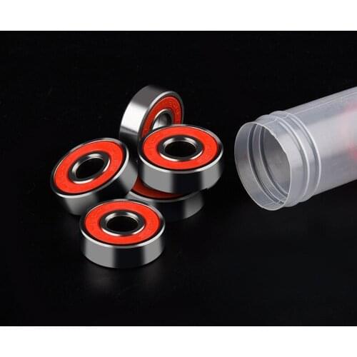 10ps/set Professional Flat Flower Roller Skate Bearing Red Black Sealed Bearings Speed Ball 8x22x7mm Anti-rust Skateboard Wheel