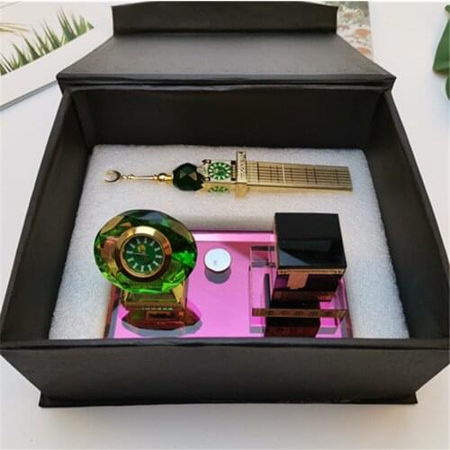 3D Muslim Crystal Architecture Miniature Tower Islamic Building Figurines Sculpture Gift for Home Office Living Room Car