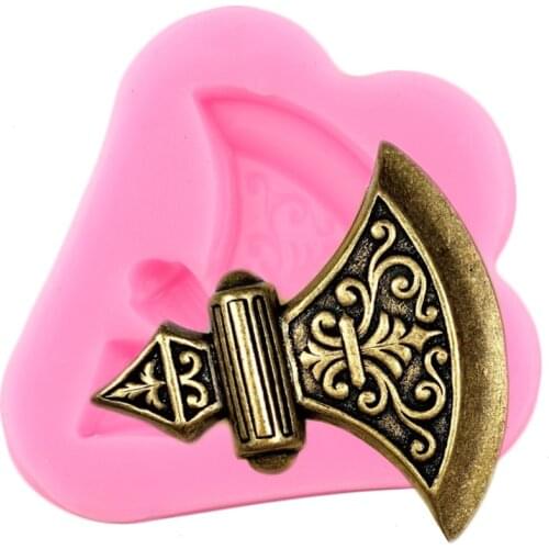 3D Pirate Axe Silicone Mold DIY Baby Birthday Fondant Cake Decorating Tools Jewelry Resin Candy Clay Chocolate Gumpaste Moulds