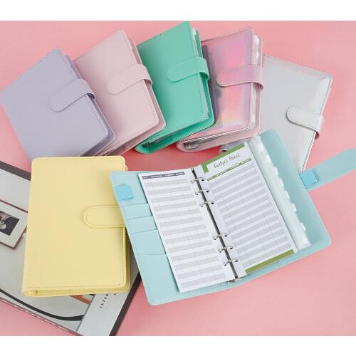 A6 PU Leather Binder Budget Envelope Planner Binder Notebook Personal Cash Budget Envelopes Organizer System with Budget Sheets
