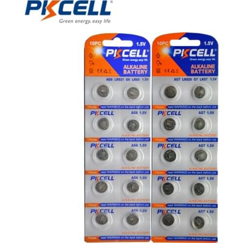 10Pcs G7 Battery Coins For Watch 0% Mercury AG7 1.5V LR57 195 927 LR927 399 395 and 10Pcs 371 SR920SW AG6 LR920 Button Batteries