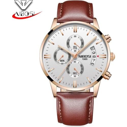 NIBOSI Mens Watches Luxury Brand Watch Men Stopwatch Chronograph Waterproof Clock Casual Sport Quartz Watch Relogio Masculino