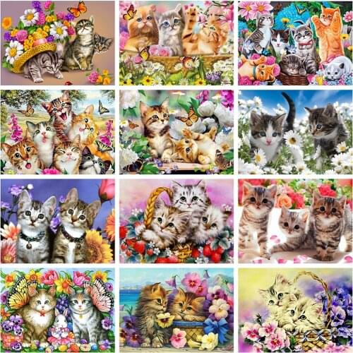 EverShine Diamond Painting Cat Full Square Diamond Embroidery Animals Picture Of Rhinestone Cross Stitch Mosaic Art Home Decor