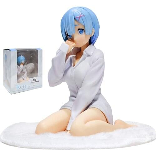 14cm Anime Re:life In A Different World From Zero White Shirt Rem Figure Action Figures Pvc Collection Model Toy Decoration