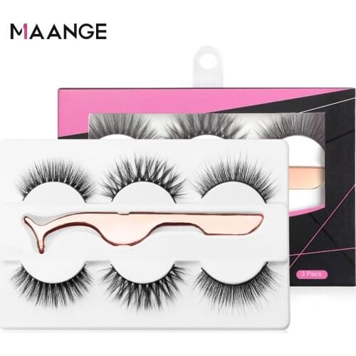 Flase Eyelashes 3Pairs Mink False Eyelashes With Tweezer Crisscross Natural/Thick Long Lashes Wispy Makeup Beauty Extension Tool