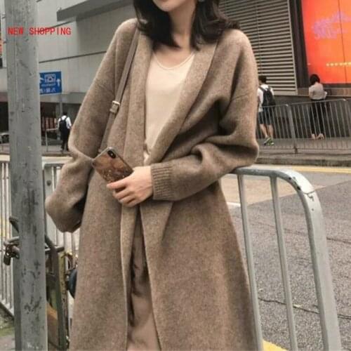 Loose Casual Thick Women Long Sleeve Sweater Cardigans 2020 Autumn Winter Lace-up Oversized Warm Knit Coats Female Knitwear