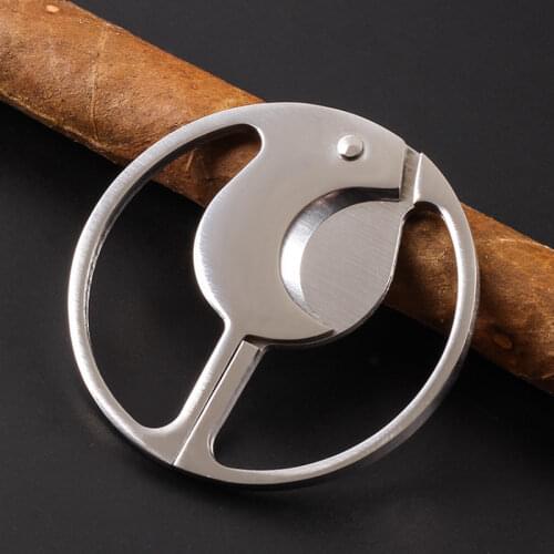 Round Cigar Knife Stainless Steel Pocket Cigar Cutter Double Blades Scissors Cigar Tool For Cohiba