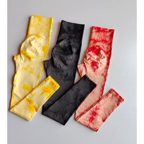 High Waist Yoga Pants tie-dyed Women Sports Leggings Fitness Solid Athletic Long Tights Gym Running Trousers Girls Pants