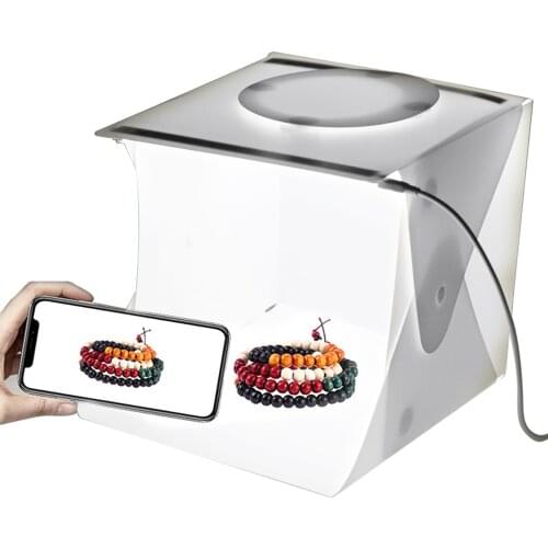 Mini Folding Light Box Photography Photo Studio Box with Dual LED Strip Lights & 6 Backdrops