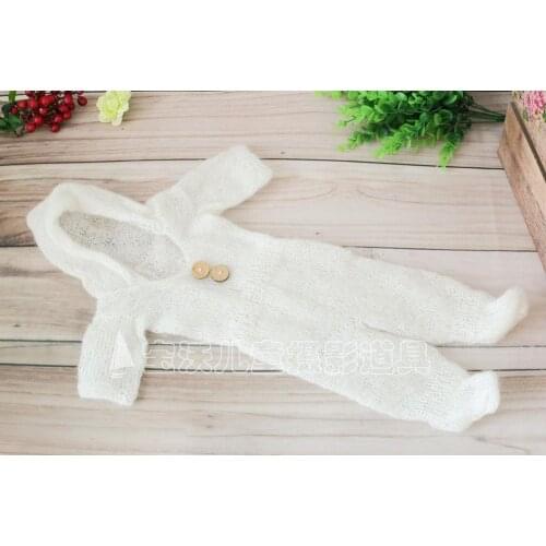 Mohair Newborn Hooded Romper Mohair Footed Long Sleeve Oneise Baby Bonnet Set Photography Props
