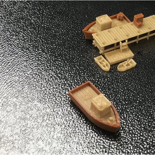 Outland Models Boat Set with Small Dock / Pier Z Scale 1:220 Railroad Scenery